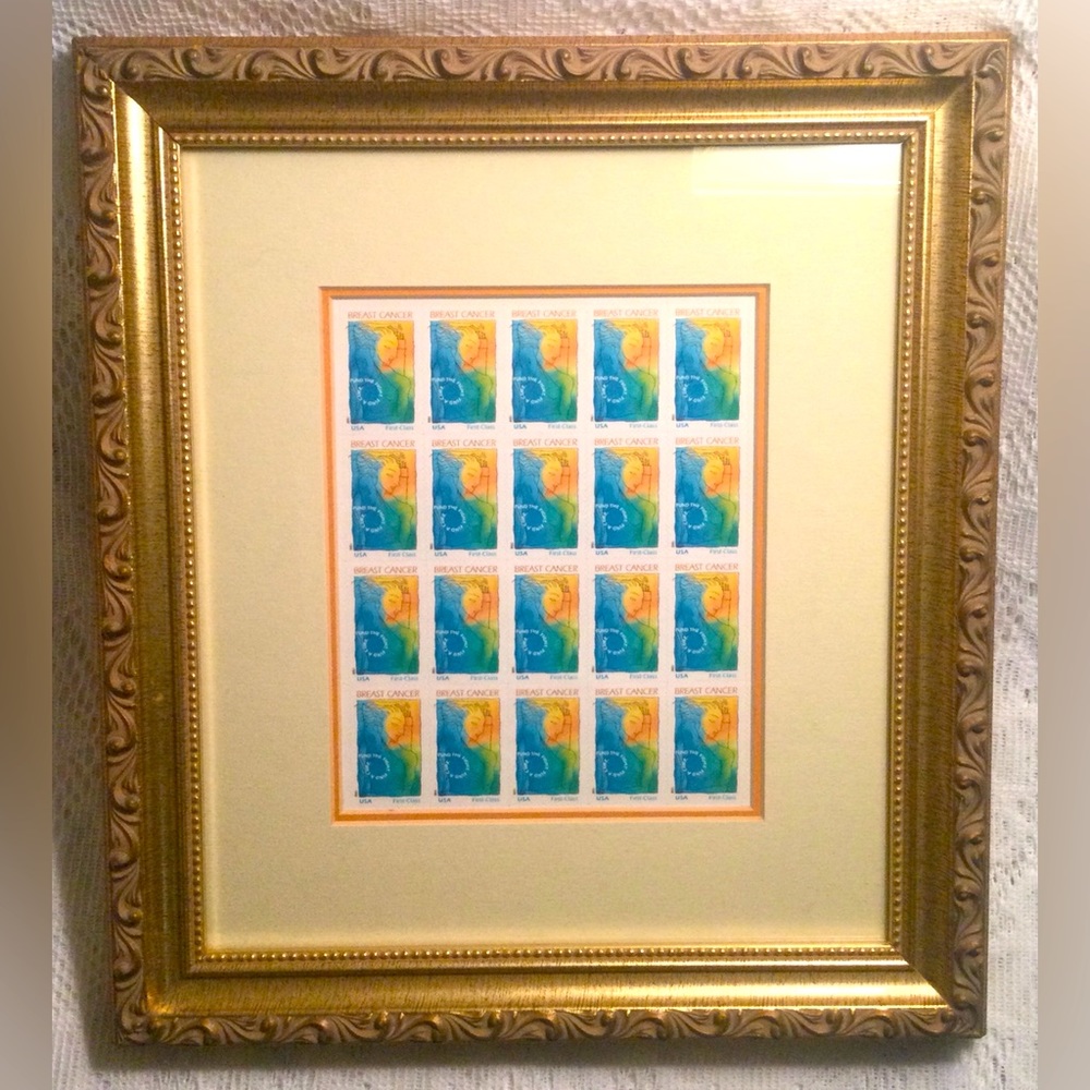 Framed Collectible US 1998 Breast Cancer Commemorative Stamps
